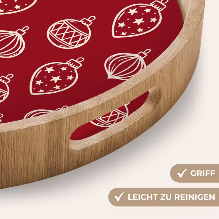 Tablett - Weihnachtskugel – Rot – Cremefarben — 5