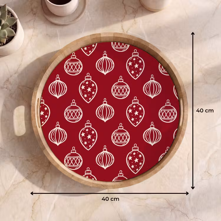 Tablett - Weihnachtskugel – Rot – Cremefarben — 9