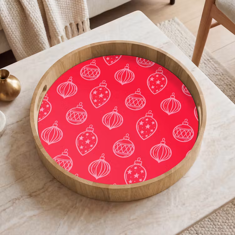 Tablett - Weihnachtskugel – Rot – Rosa — 2