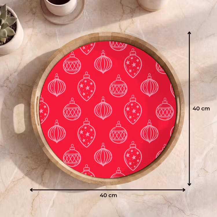Tablett - Weihnachtskugel – Rot – Rosa — 9