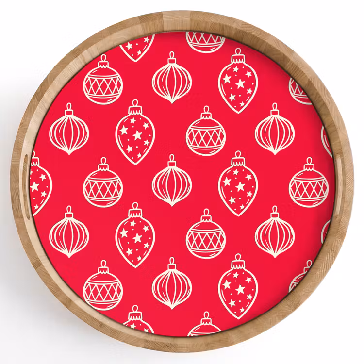 Tablett - Weihnachtskugel – Rot – Weiß — 1