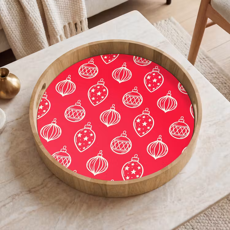 Tablett - Weihnachtskugel – Rot – Weiß — 2