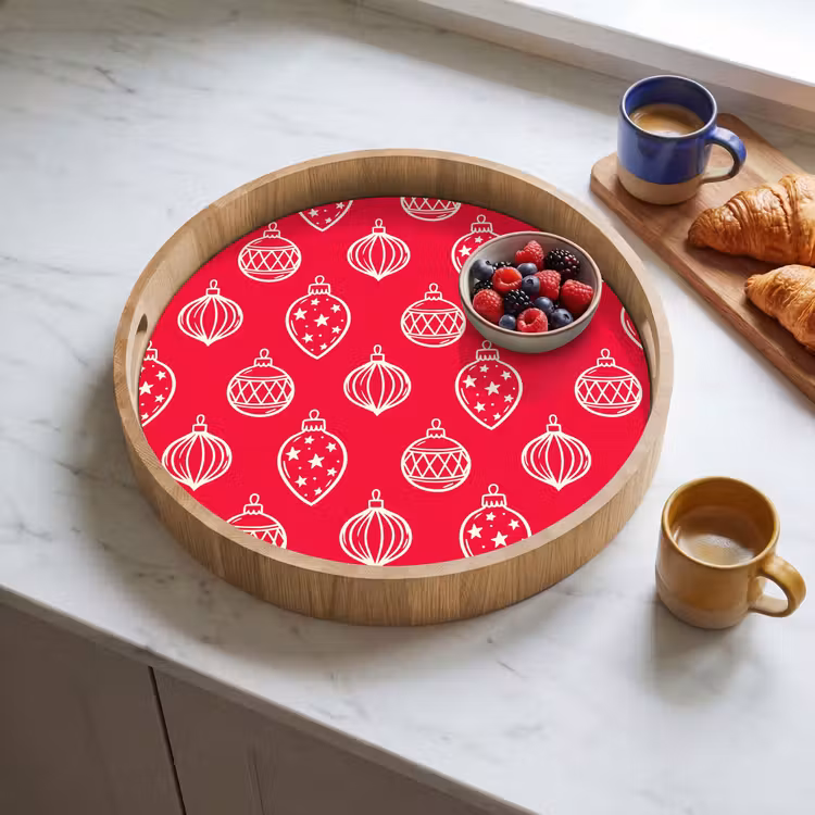 Tablett - Weihnachtskugel – Rot – Weiß — 4