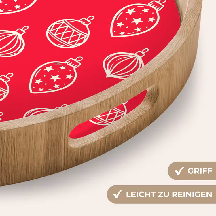 Tablett - Weihnachtskugel – Rot – Weiß — 5