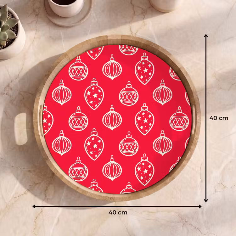 Tablett - Weihnachtskugel – Rot – Weiß — 9