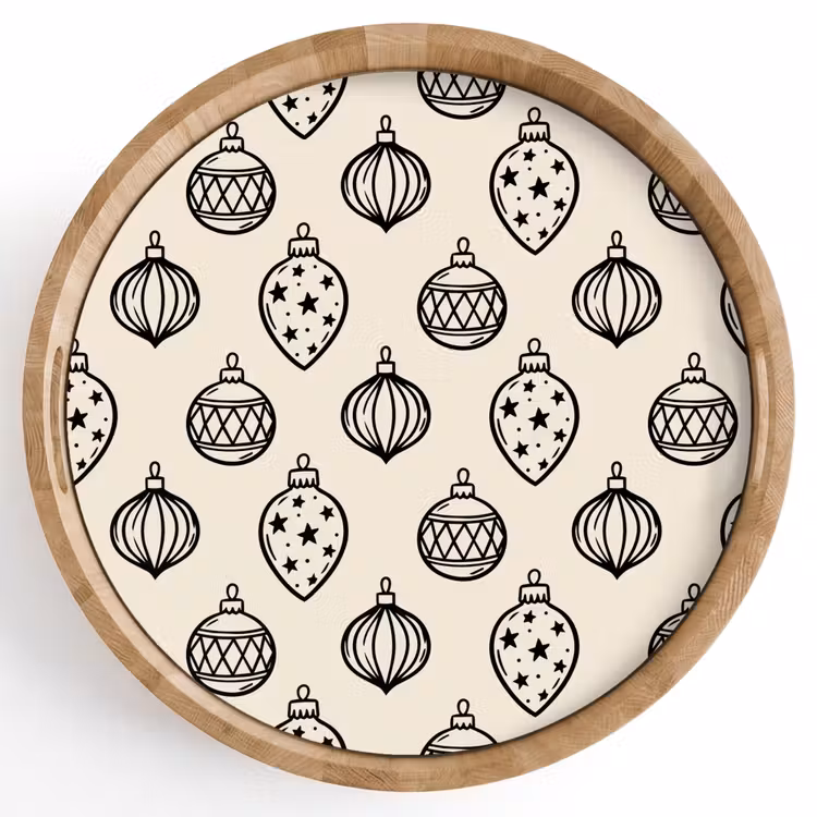 Tablett - Weihnachtskugel – Schwarz – Weiß — 1
