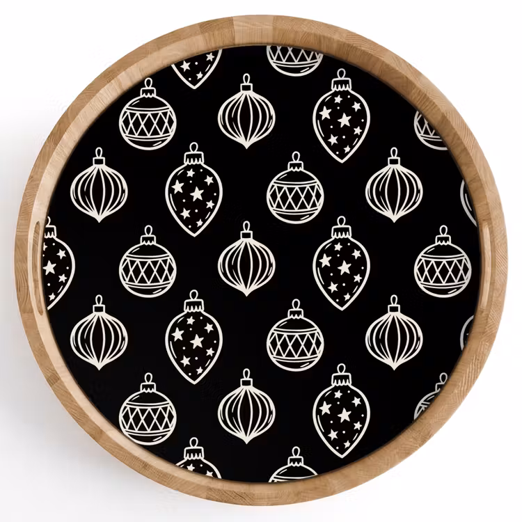 Tablett - Weihnachtskugel – Weiß – Schwarz — 1