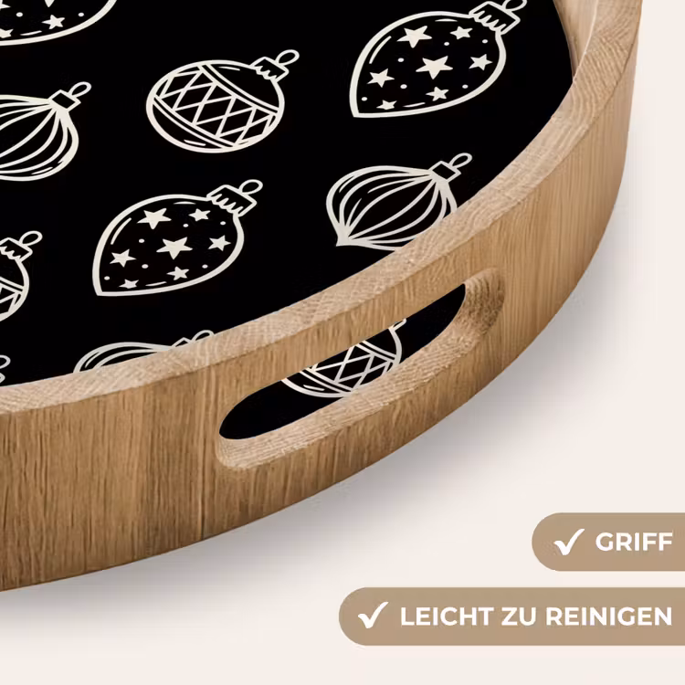 Tablett - Weihnachtskugel – Weiß – Schwarz — 5
