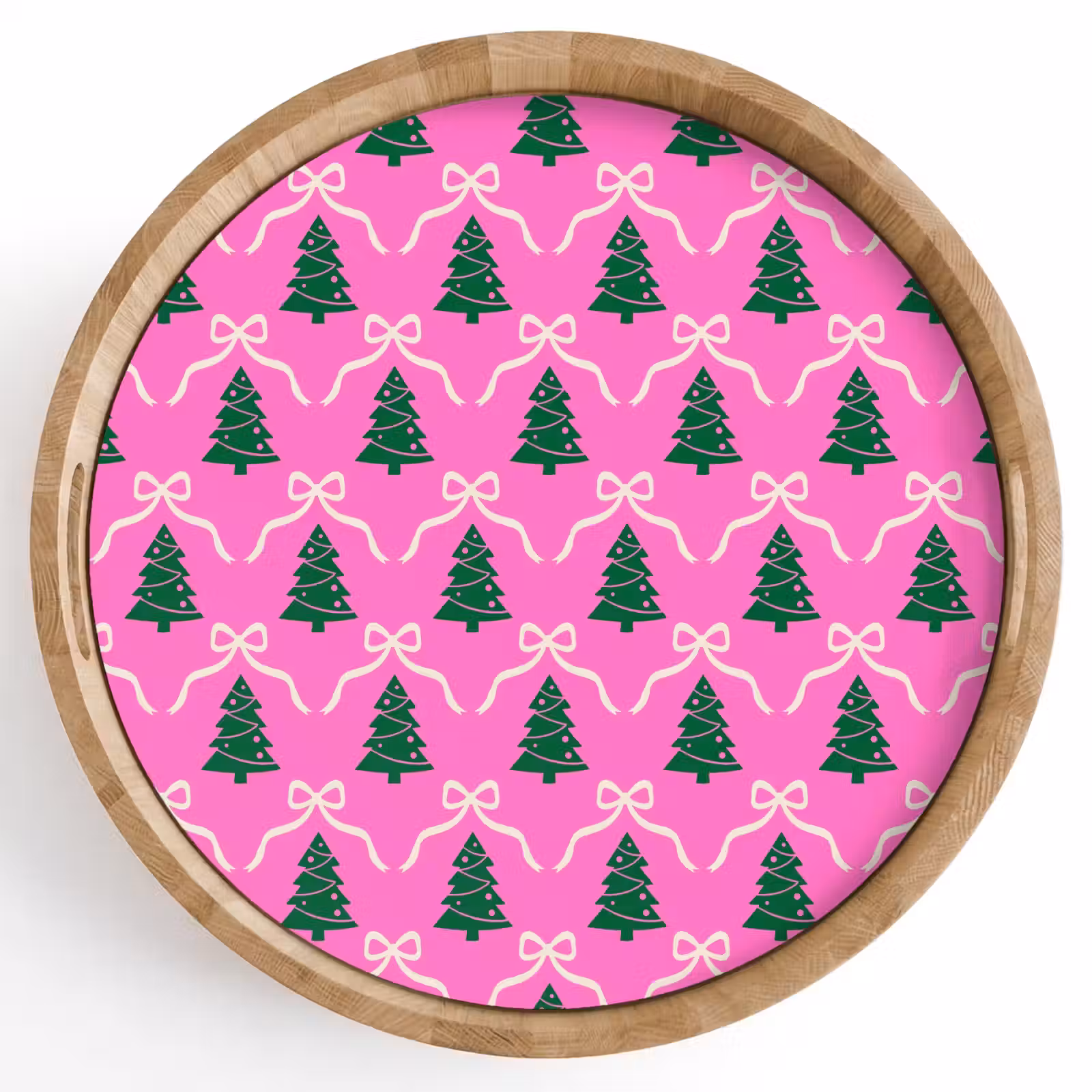 Tablett - Weihnachten – Rosa – Weiß – Schleife — 1