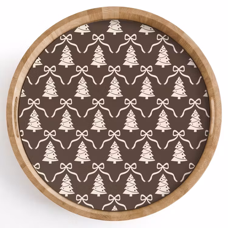 Tablett - Schleife – Taupe – Weiß – Weihnachten — 1