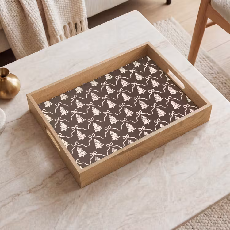 Tablett - Schleife – Taupe – Weiß – Weihnachten — 2