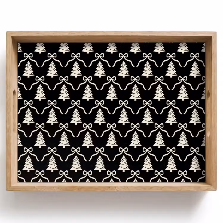 Tablett - Schleife – Weiß – Schwarz – Weihnachten — 1