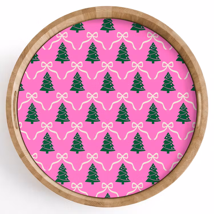 Tablett - Weihnachten – Rosa – Weiß – Schleife — 1