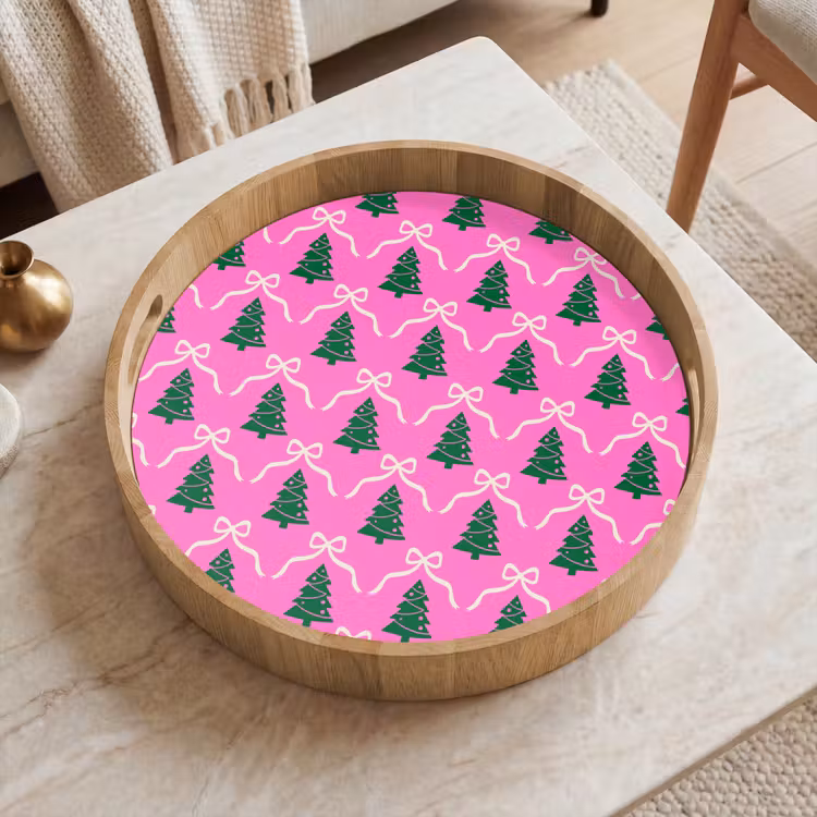 Tablett - Weihnachten – Rosa – Weiß – Schleife — 2