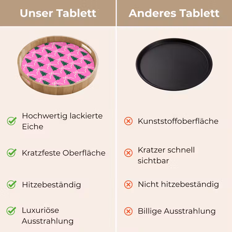 Tablett - Weihnachten – Rosa – Weiß – Schleife — 3