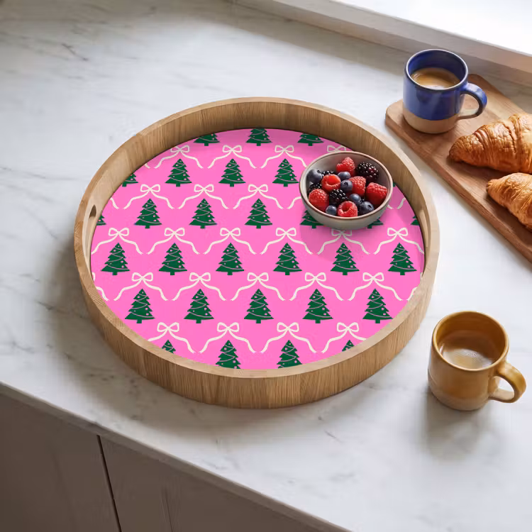 Tablett - Weihnachten – Rosa – Weiß – Schleife — 4
