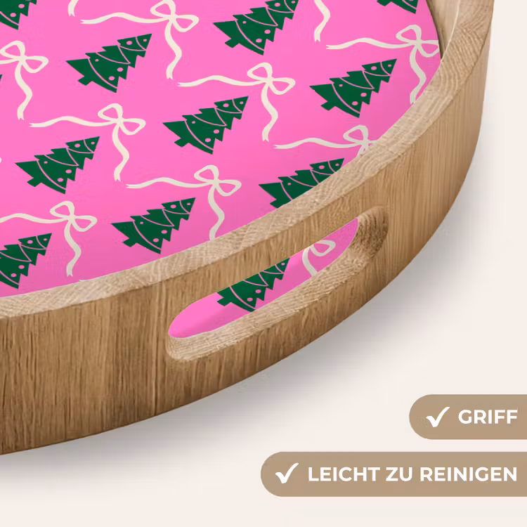 Tablett - Weihnachten – Rosa – Weiß – Schleife — 5