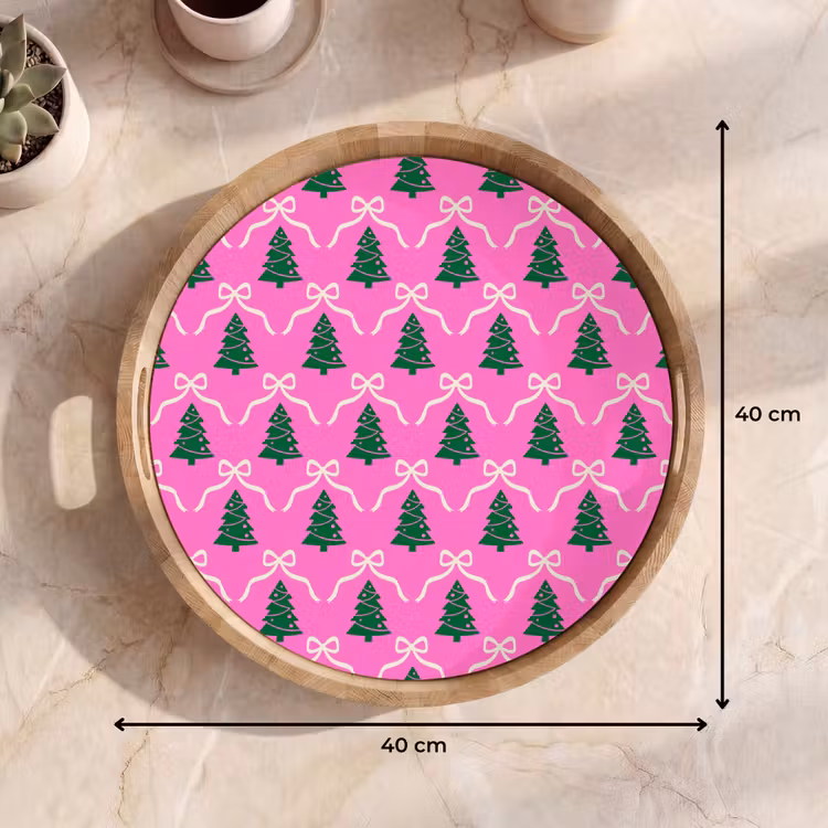 Tablett - Weihnachten – Rosa – Weiß – Schleife — 9
