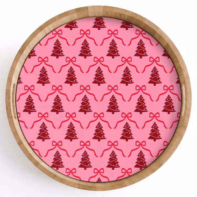 Tablett - Weihnachten – Rot – Rosa – Schleife — 1
