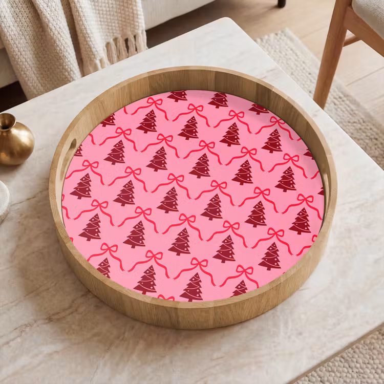 Tablett - Weihnachten – Rot – Rosa – Schleife — 2