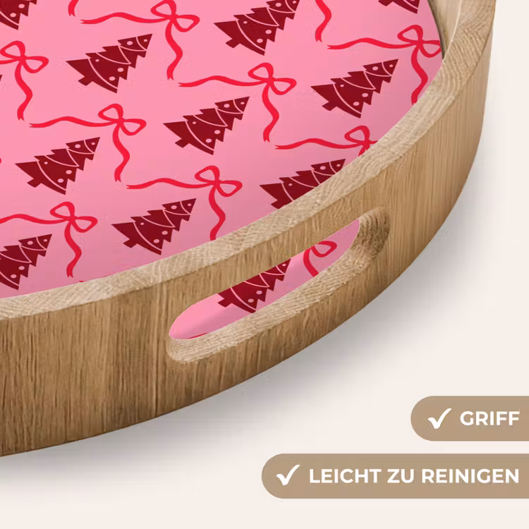 Tablett - Weihnachten – Rot – Rosa – Schleife — 5