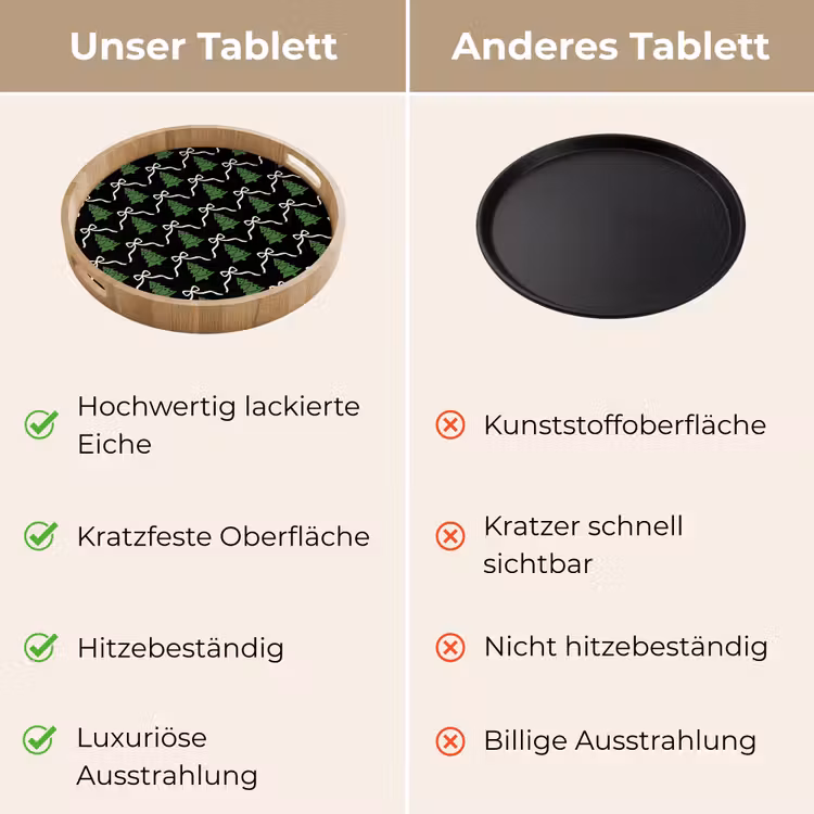 Tablett - Weihnachten – Schwarz – Weiß – Schleife — 3