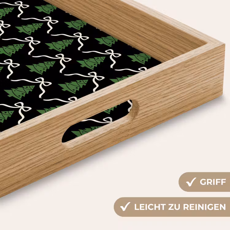 Tablett - Weihnachten – Schwarz – Weiß – Schleife — 5
