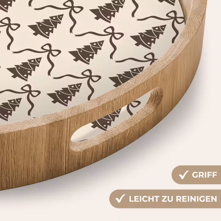 Tablett - Weihnachten – Taupe – Creme – Schleife — 5