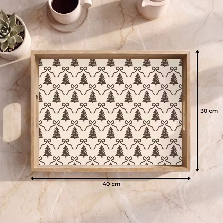 Tablett - Weihnachten – Taupe – Creme – Schleife — 9