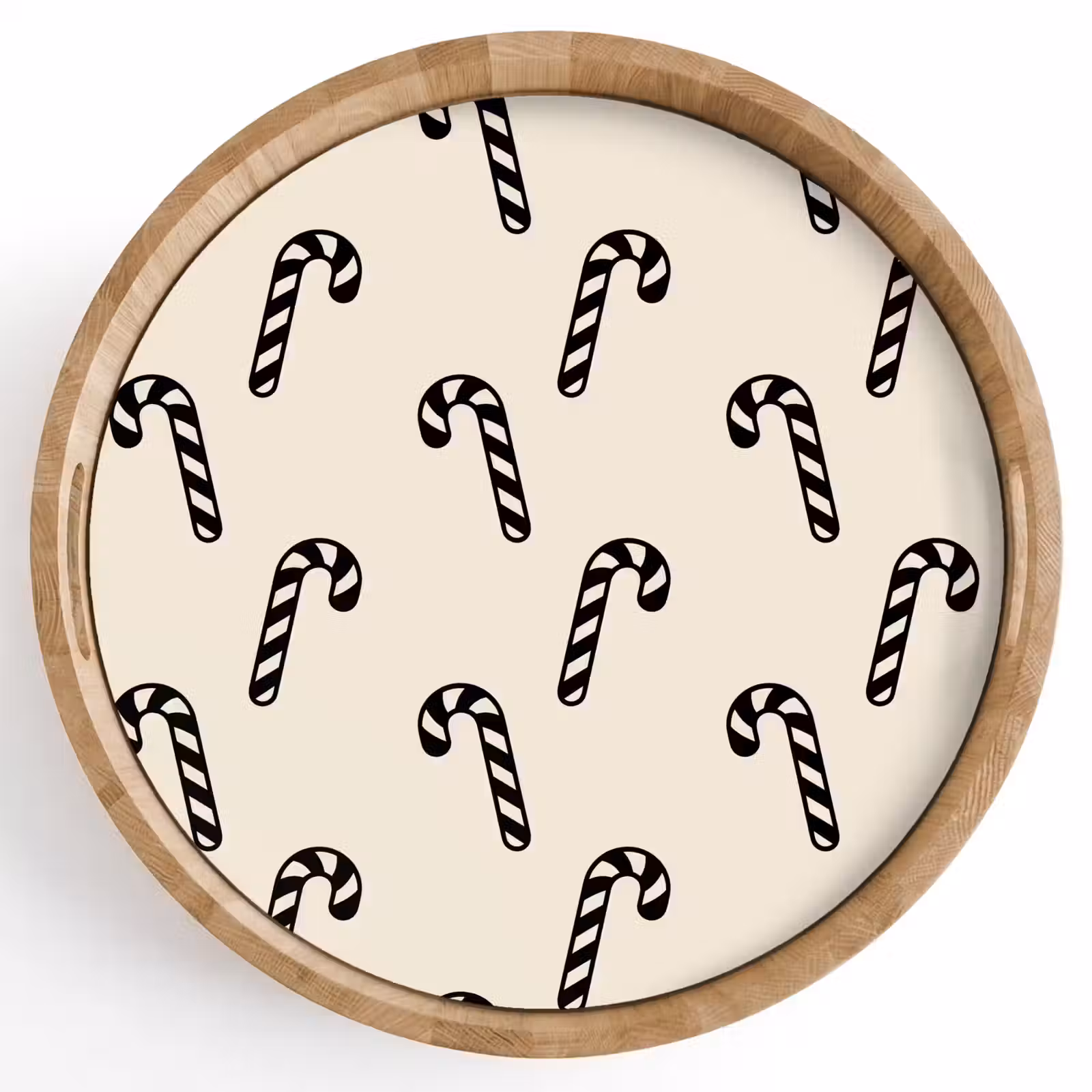 Tablett - Weihnachten – Schwarz – Creme – Zuckerstange — 1