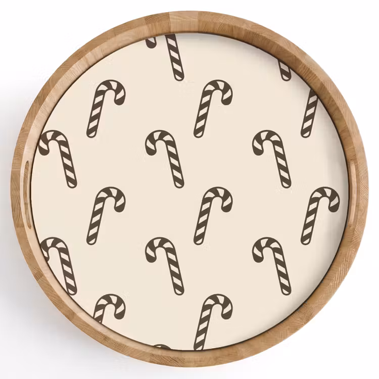 Tablett - Weihnachten – Grau – Creme – Zuckerstange — 1