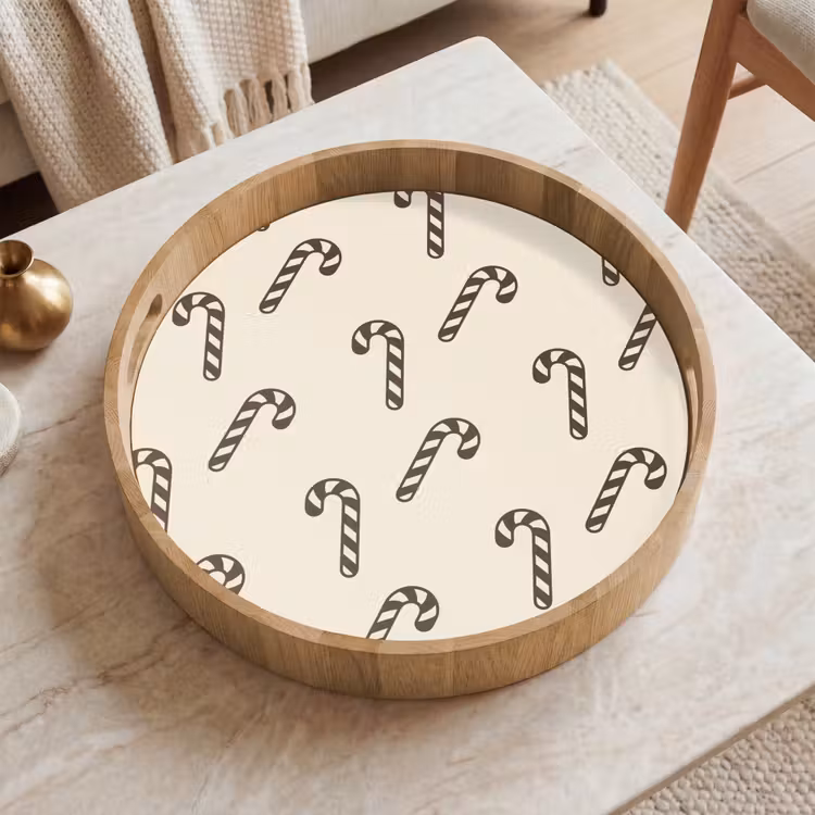 Tablett - Weihnachten – Grau – Creme – Zuckerstange — 2