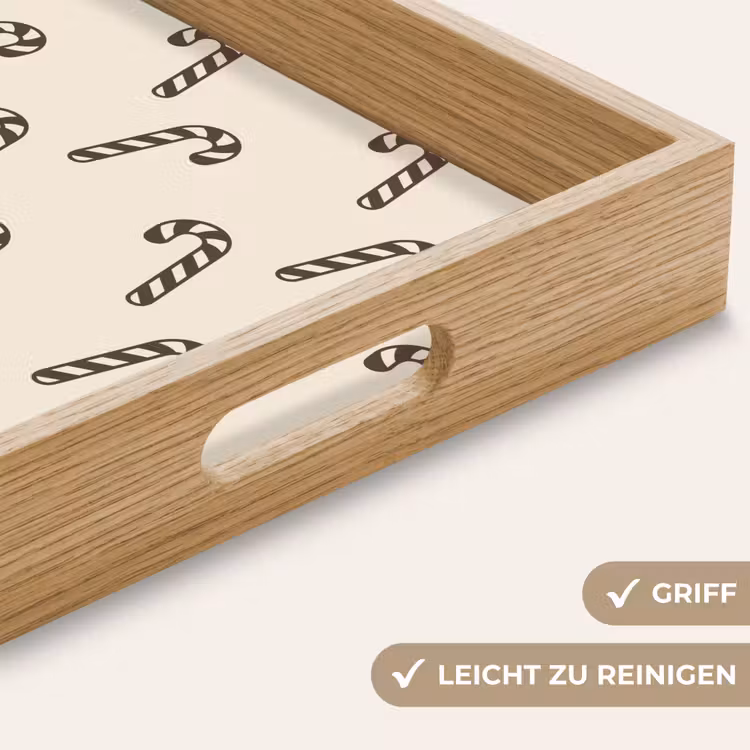 Tablett - Weihnachten – Grau – Creme – Zuckerstange — 5