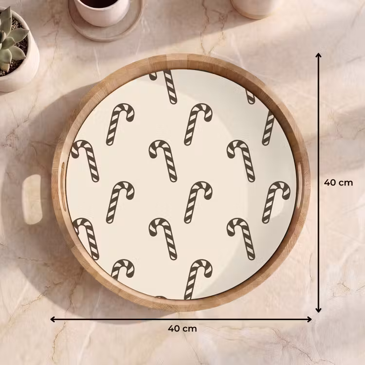 Tablett - Weihnachten – Grau – Creme – Zuckerstange — 9