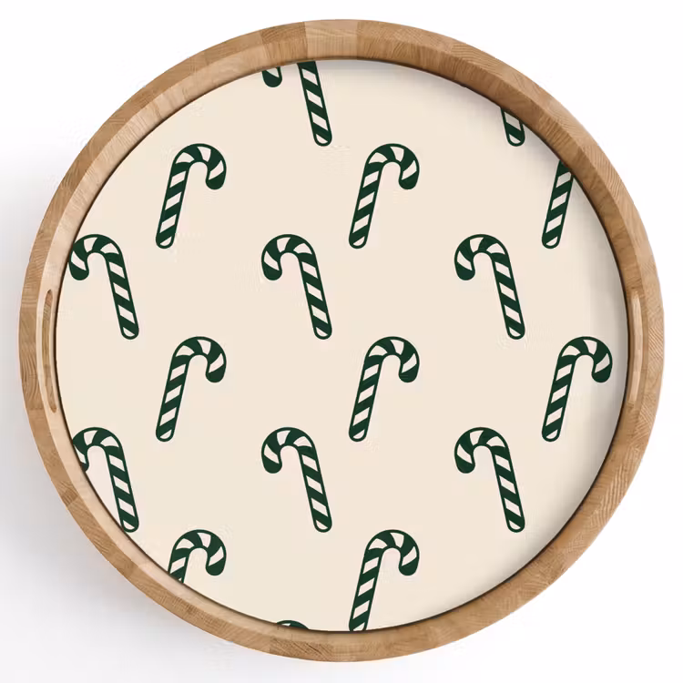 Tablett - Weihnachten – Grün – Creme – Zuckerstange — 1