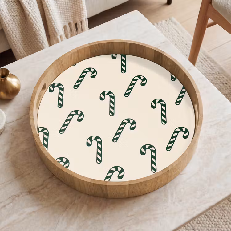 Tablett - Weihnachten – Grün – Creme – Zuckerstange — 2