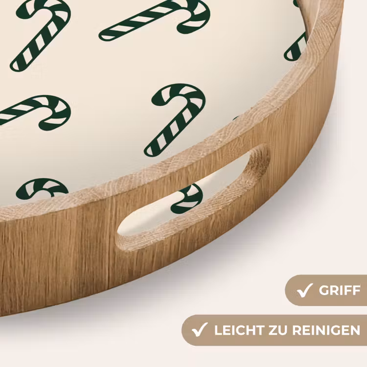 Tablett - Weihnachten – Grün – Creme – Zuckerstange — 5