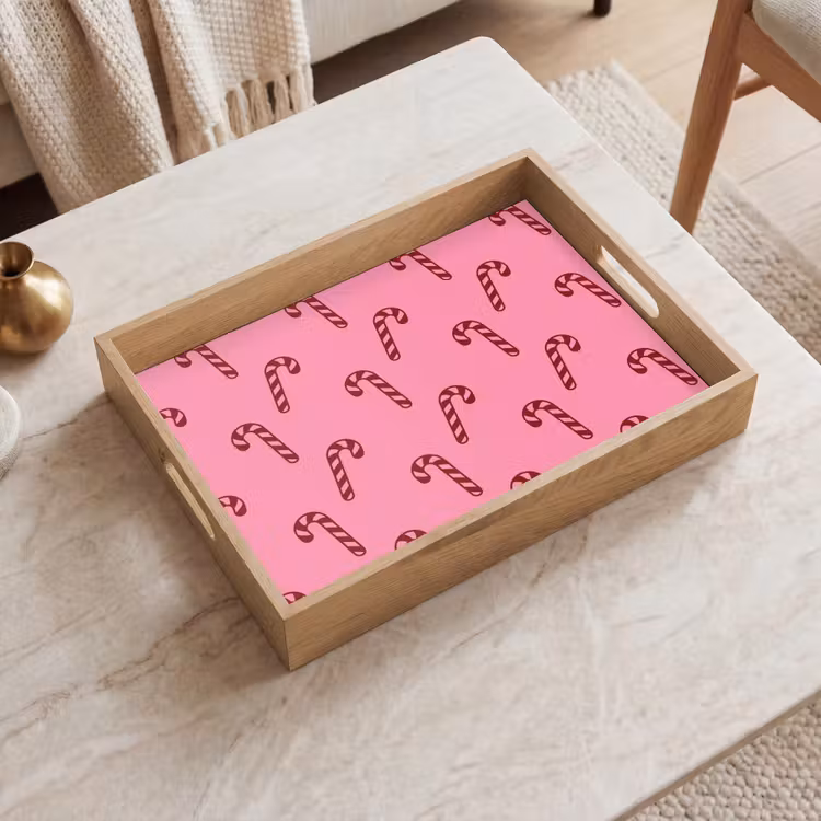 Tablett - Weihnachten – Rosa – Zuckerstange – Rot — 2