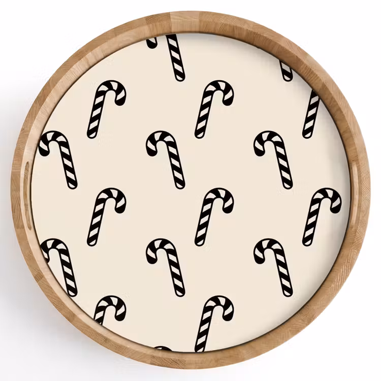 Tablett - Weihnachten – Schwarz – Creme – Zuckerstange — 1