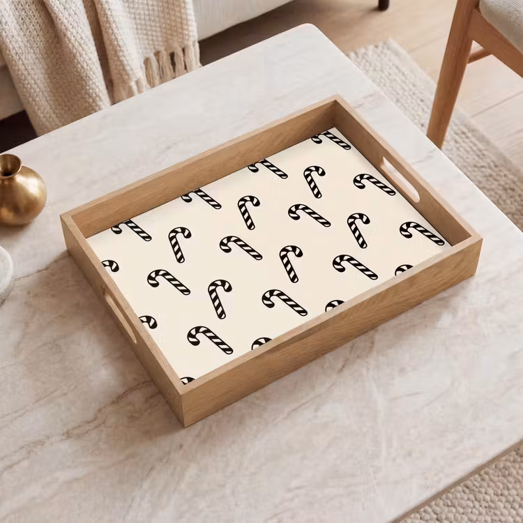 Tablett - Weihnachten – Schwarz – Creme – Zuckerstange — 2