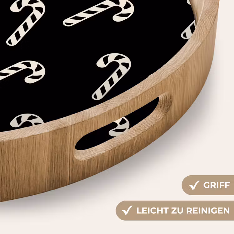 Tablett - Weihnachten – Schwarz – Weiß – Zuckerstange — 5