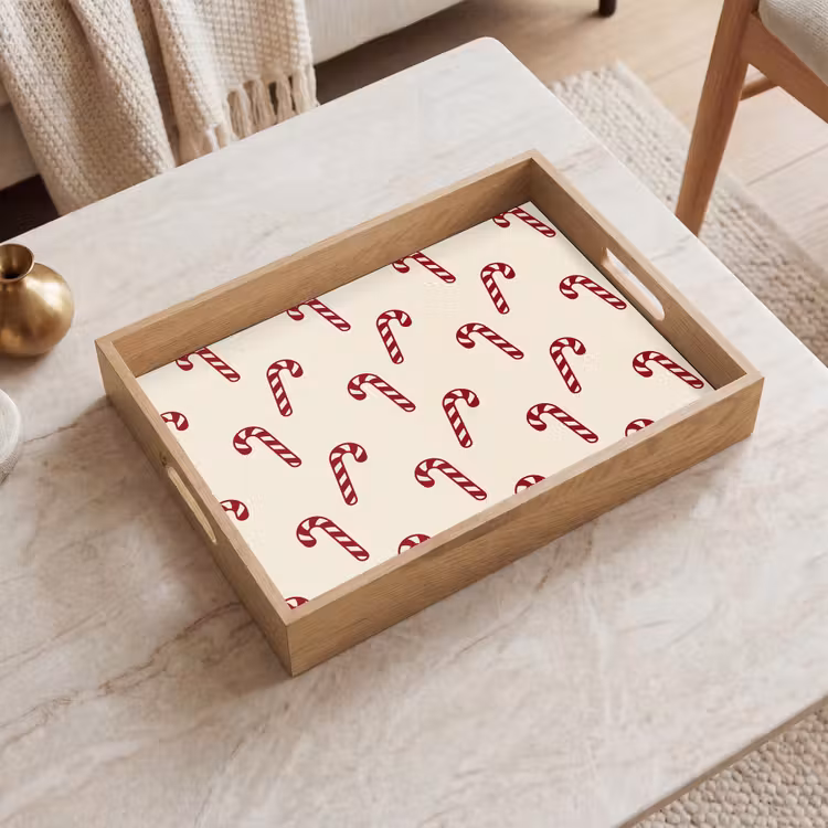 Tablett - Weihnachten – Rot – Creme – Zuckerstange — 2