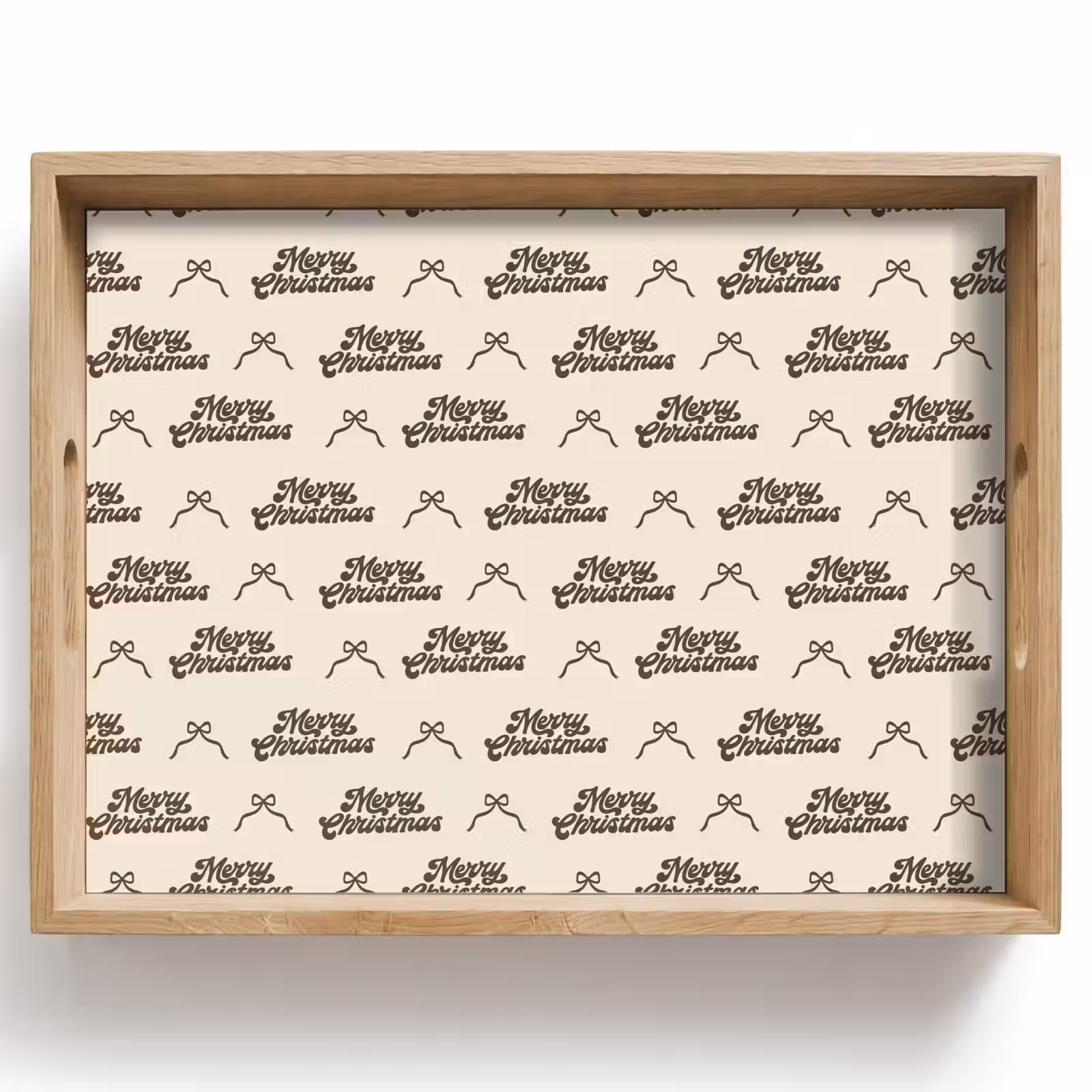 Tablett - Text – Braun – Creme – Schleife — 1