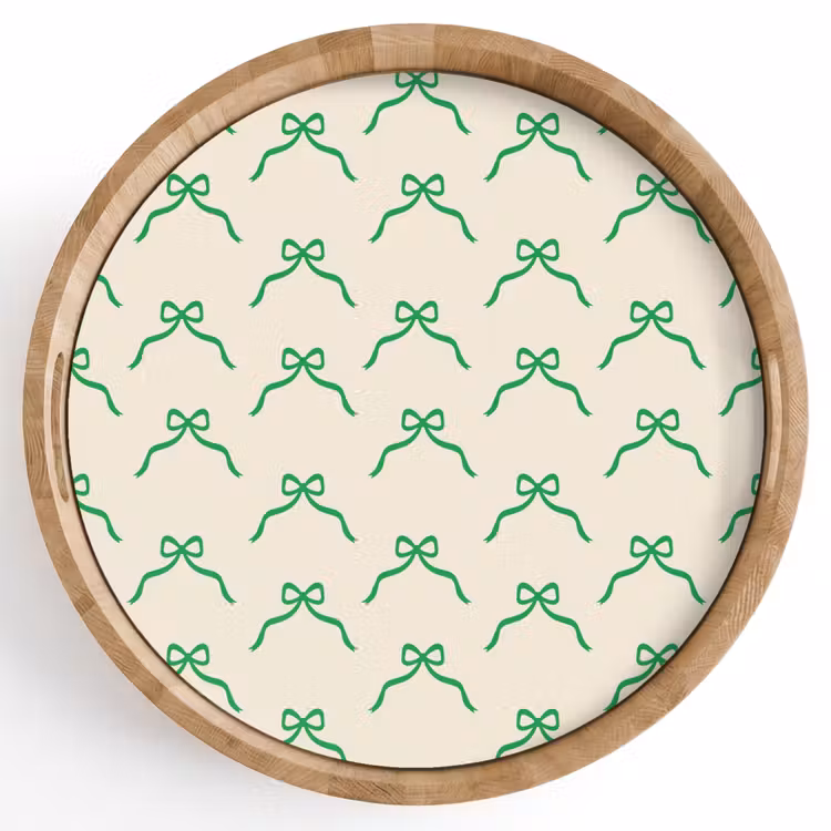Tablett - Schleife – Creme – Grün – Weihnachten — 1