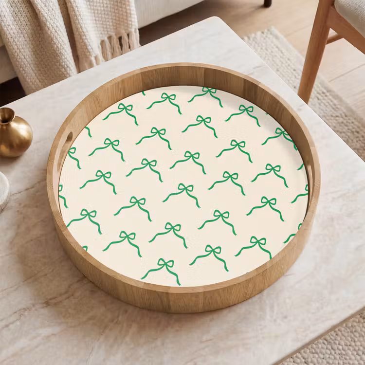 Tablett - Schleife – Creme – Grün – Weihnachten — 2