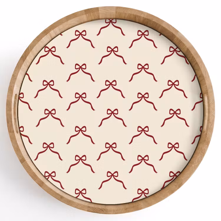 Tablett - Schleife – Rot – Creme – Weihnachten — 1