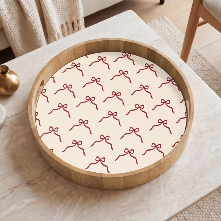 Tablett - Schleife – Rot – Creme – Weihnachten — 2