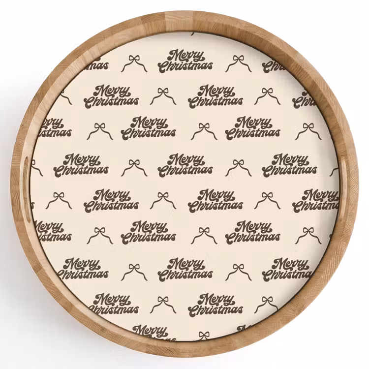 Tablett - Text – Braun – Creme – Schleife — 1