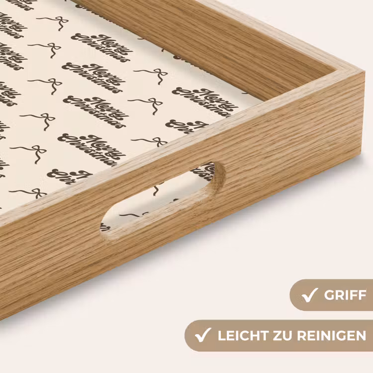 Tablett - Text – Braun – Creme – Schleife — 5