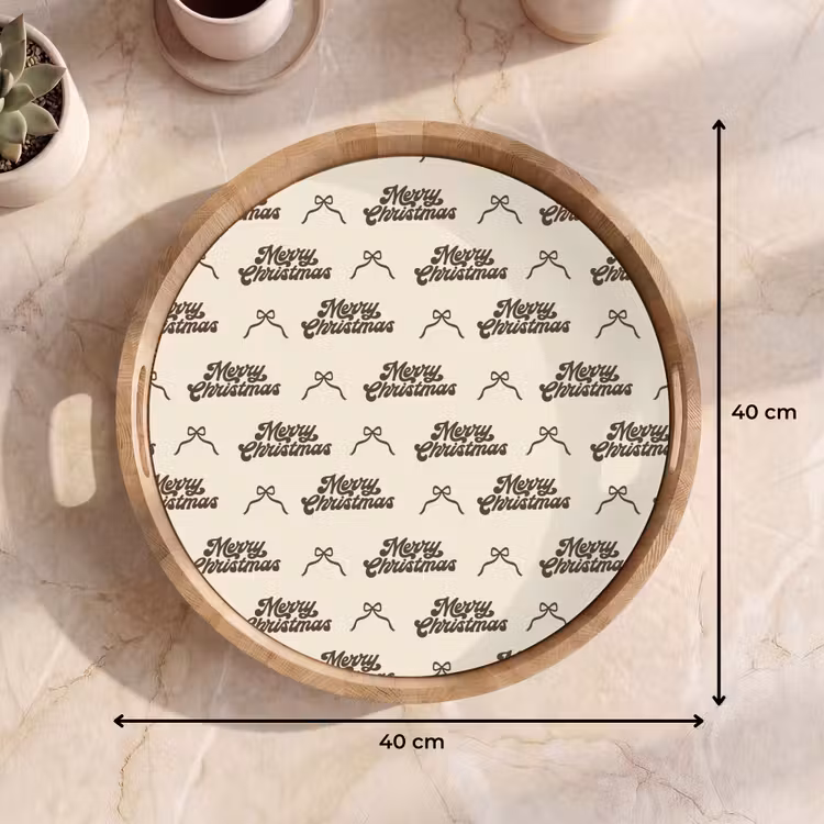 Tablett - Text – Braun – Creme – Schleife — 9